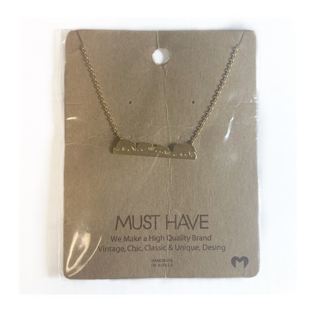 Bear Family Necklace, Gold Chain